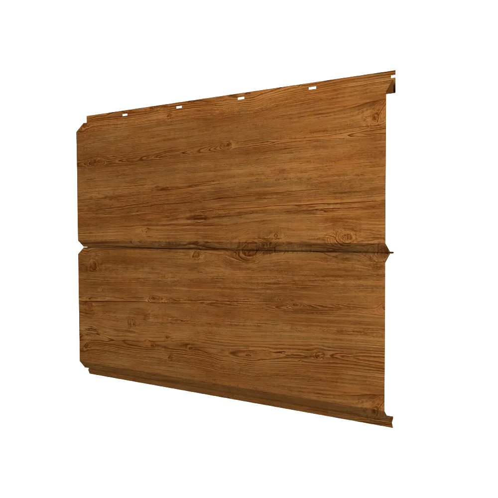 Металлический сайдинг GrandLine "ЭкоБрус" под дерево Print Elite Golden Wood TwinColor