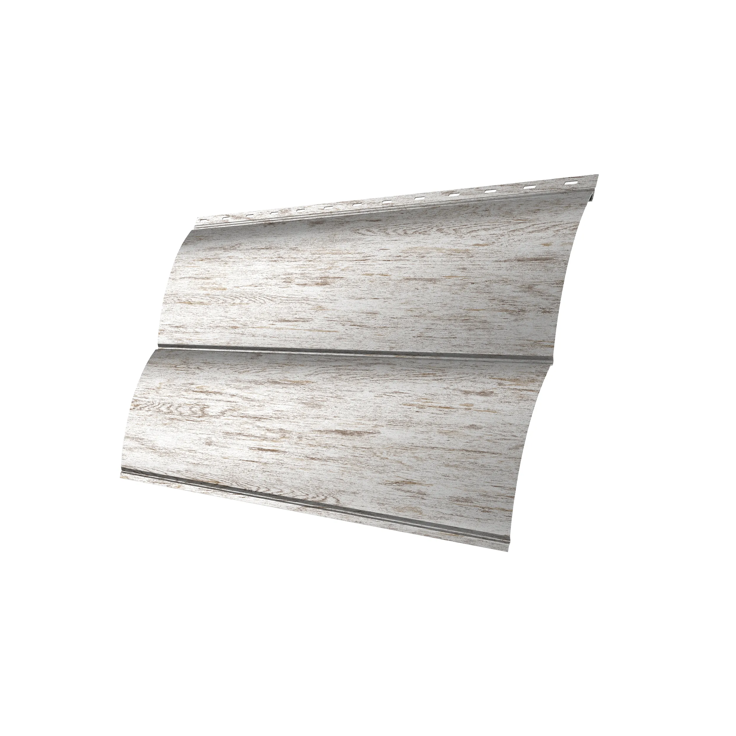 Металлический сайдинг под бревно GrandLine "Блок-хаус" Print Elite Snow Wood TwinColor