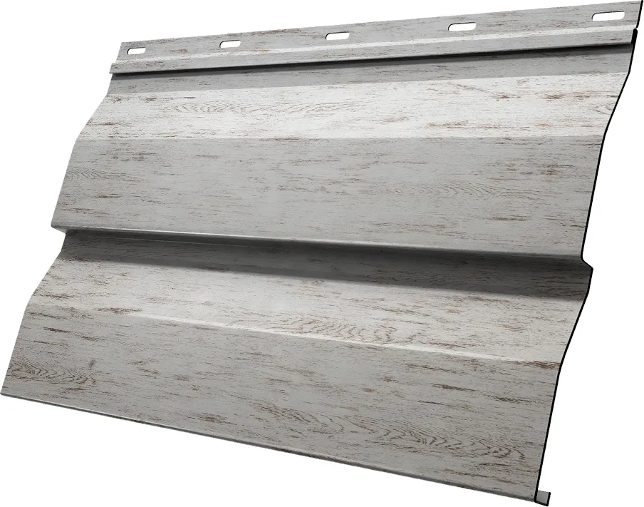 Металлический сайдинг GrandLine под дерево "Корабельная доска" Print Elite Snow Wood TwinColor