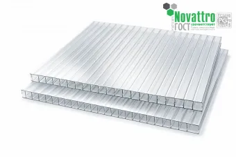 Сотовый поликарбонат Novattro, лист 4 мм, 0,75 кг/м2 прозрачный