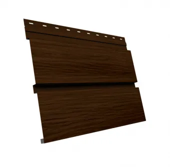 Металлический сайдинг GrandLine "Квадро Брус" Print Elite Choco Wood TwinColor